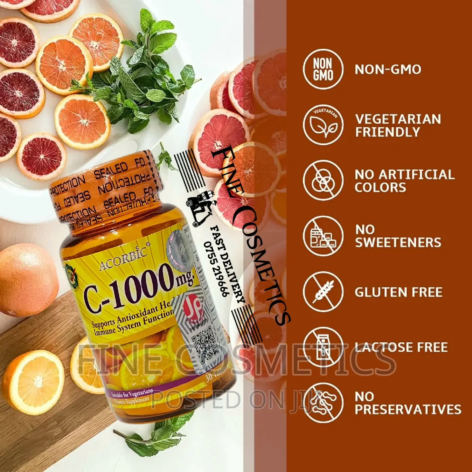 Acorbic Vitamin C 1000mg Healthy Skin + Immune Support Pills
