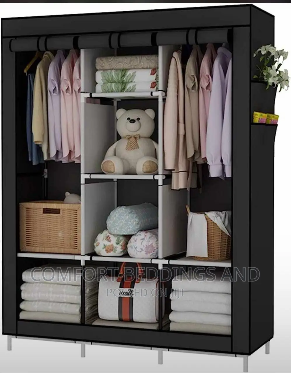 Three Column Metallic Closet Black