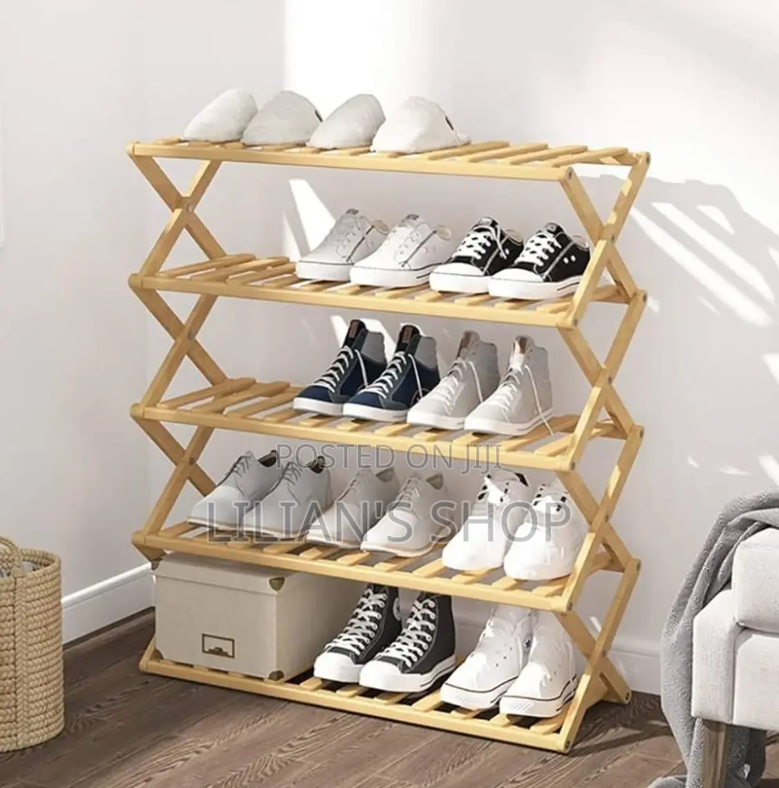 Foldable Wooden Shoe Rack