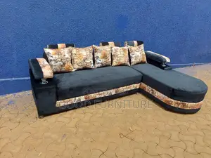 Lovely Black L Sofa Set