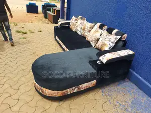 Lovely Black L Sofa Set