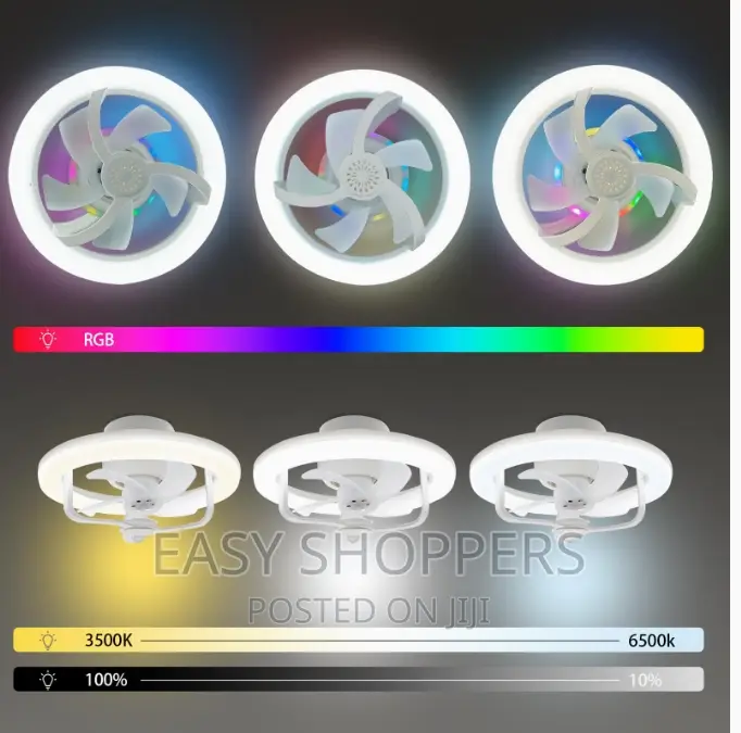 Ceiling Fan With Light, Dimmable Led-rgb Oscillating