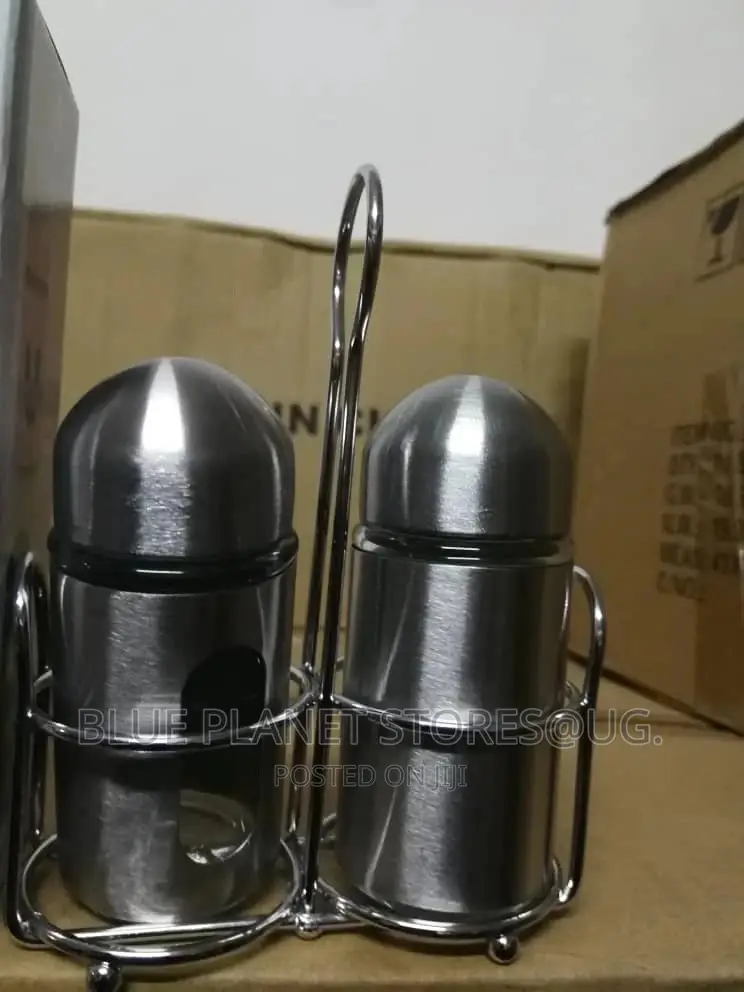 Hot Pepper and Salt Shakers \\ Stainless Steel.