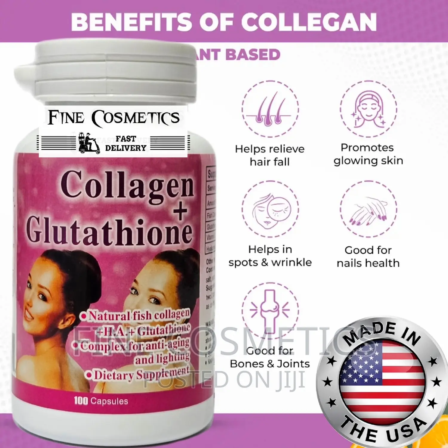 COLLAGEN AND GLUTATHIONE Skin Whitening |Hair Nail Care Caps