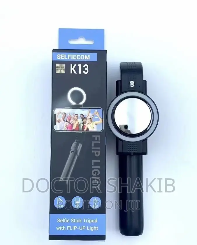 Selfie Stick Tripod With Flip-Up Light