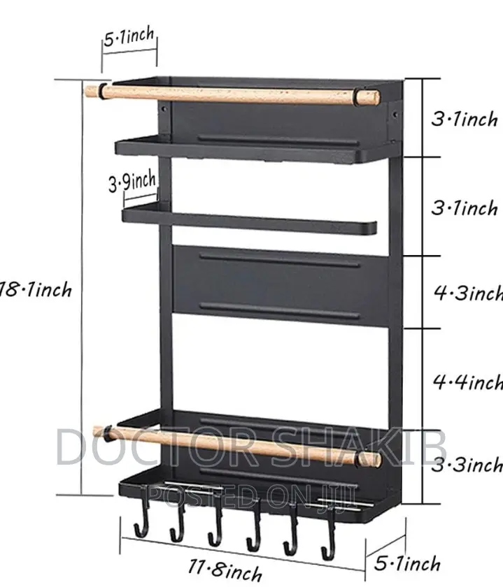 3 Tier Metal Kitchen Rack Magnetic Fridge Organizer