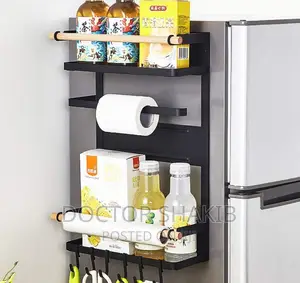 3 Tier Metal Kitchen Rack Magnetic Fridge Organizer