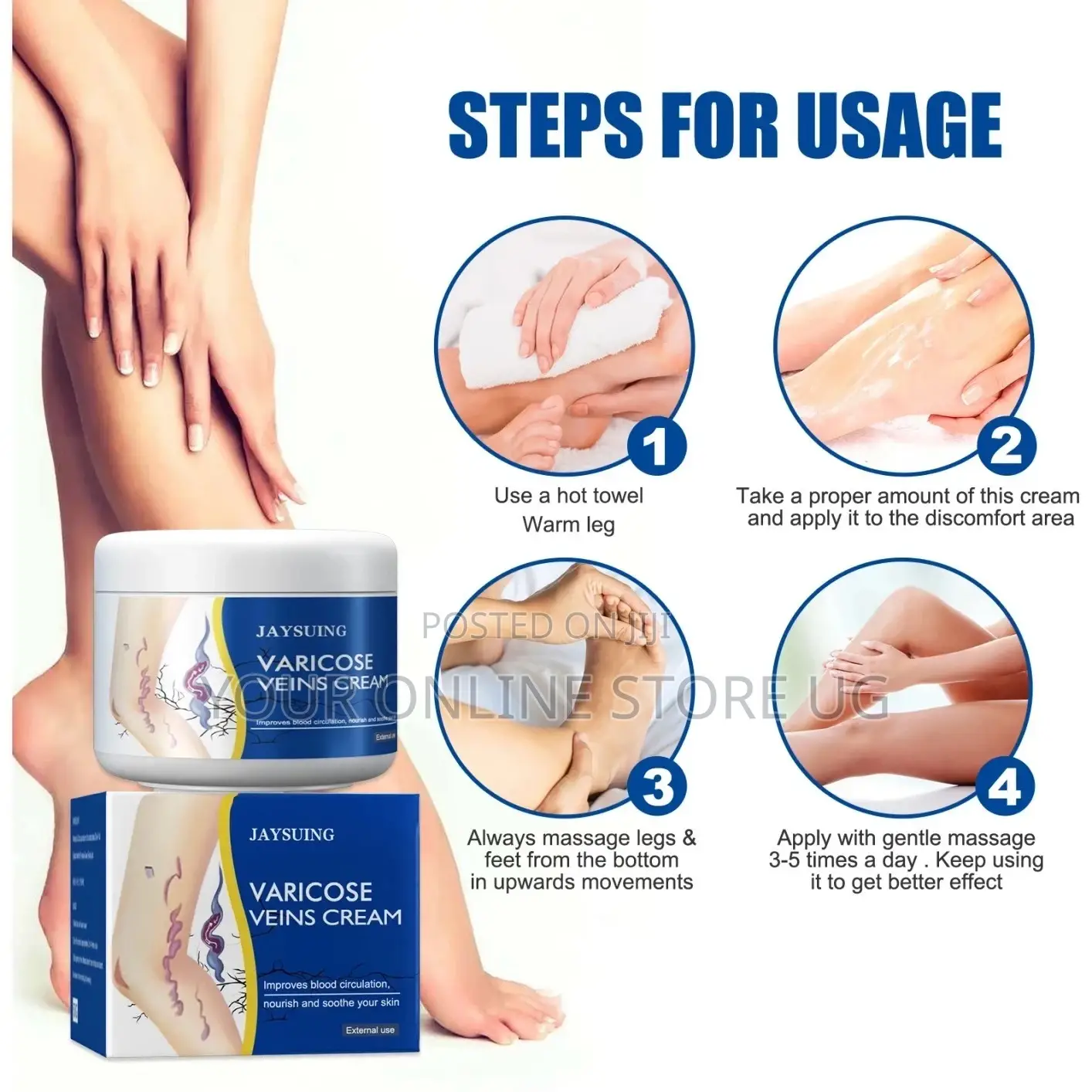 2pcs Jaysuing Varicose Veins Leg Care Cream for Skin Massage