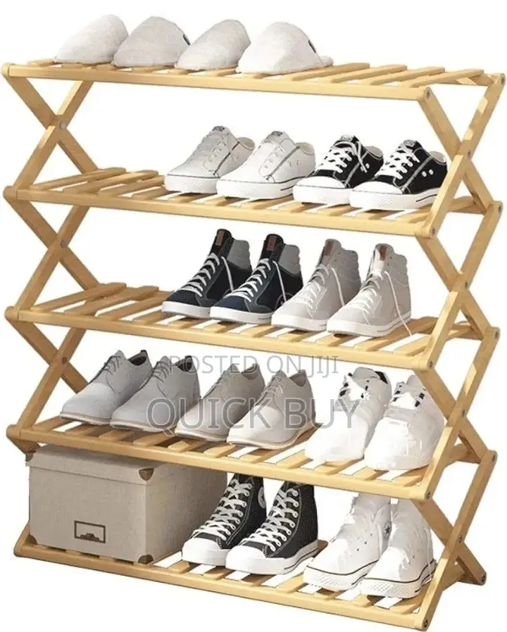 5 Tiers Bamboo Foldable Shoe Rack