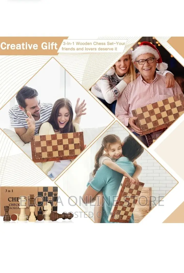 3 in 1 Checkers, Chess and Backgammon