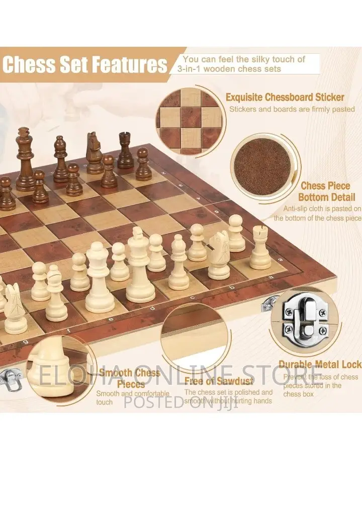 3 in 1 Checkers, Chess and Backgammon