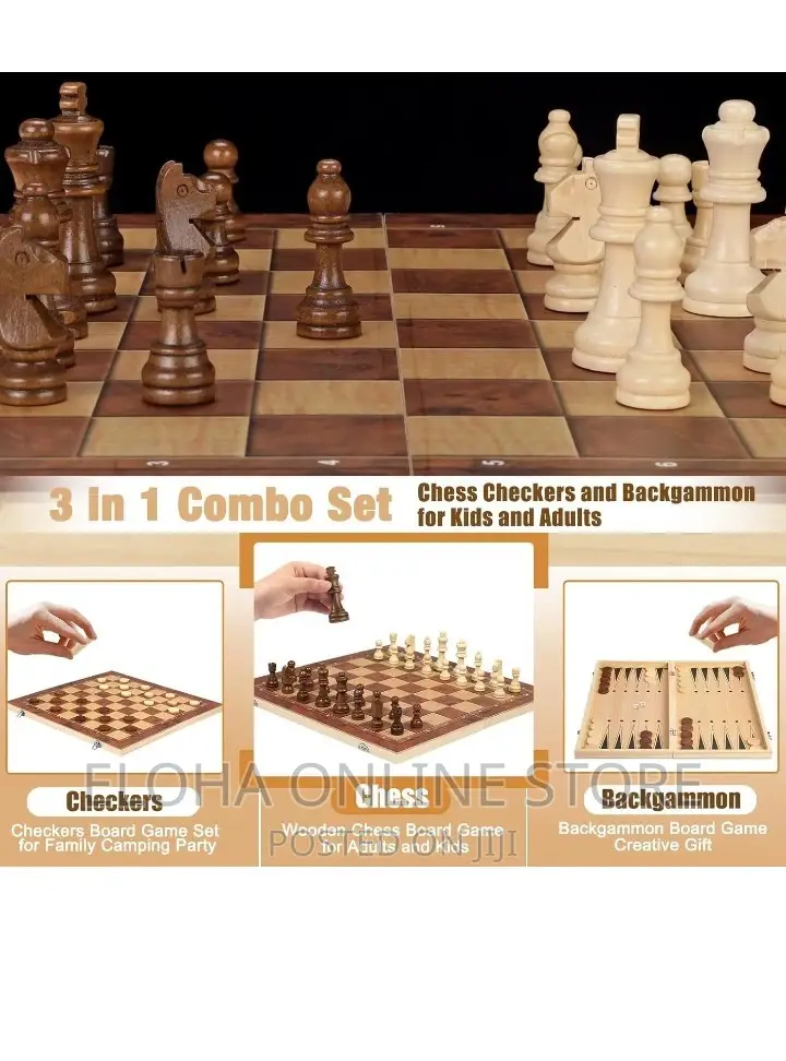 3 in 1 Checkers, Chess and Backgammon