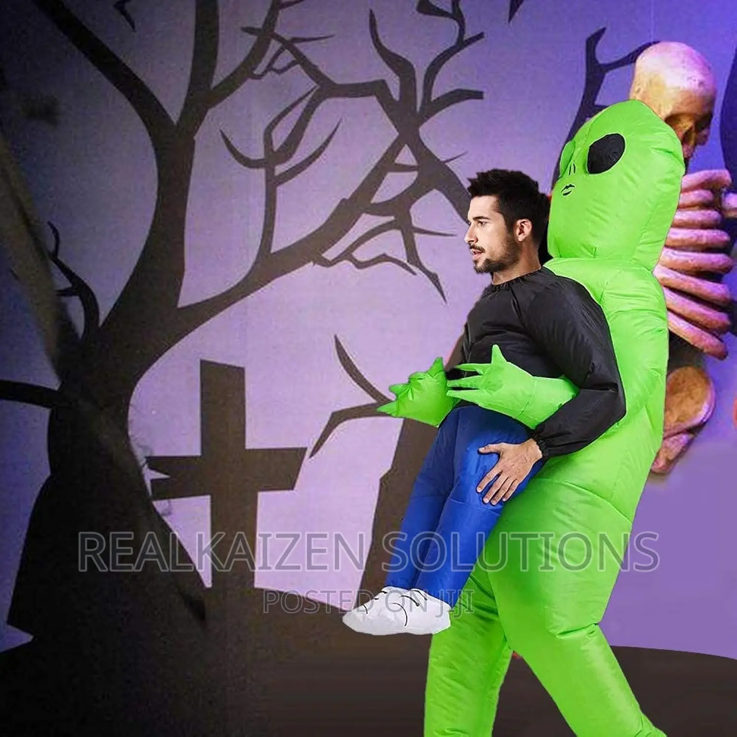 Inflatable Green Alien Wearable Cosplay Halloween Costume