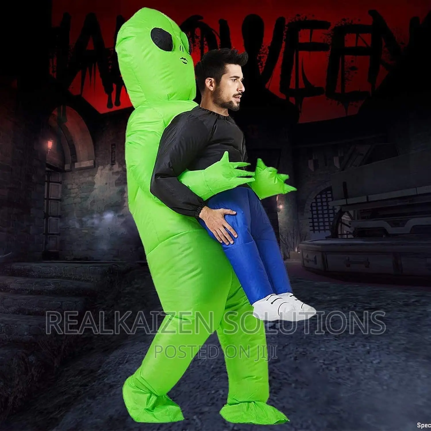 Inflatable Green Alien Wearable Cosplay Halloween Costume