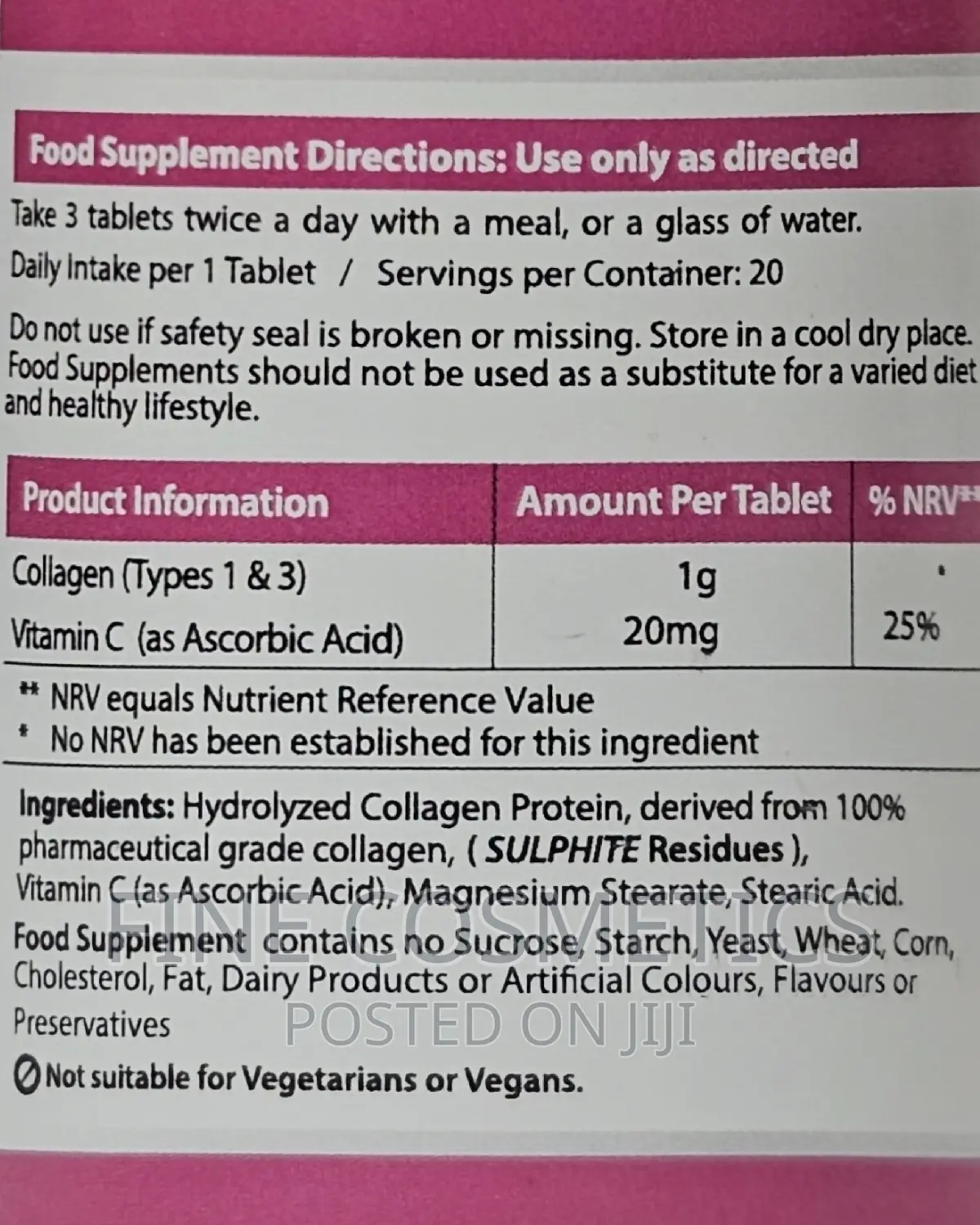 Super Collagen + Vitamin C Tablets 1000mg for Skin and Hair.