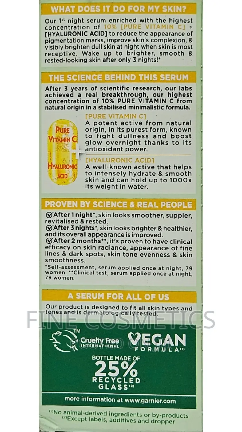 Original Garnier Vitamin C Night Serum for Darkspots + Aging