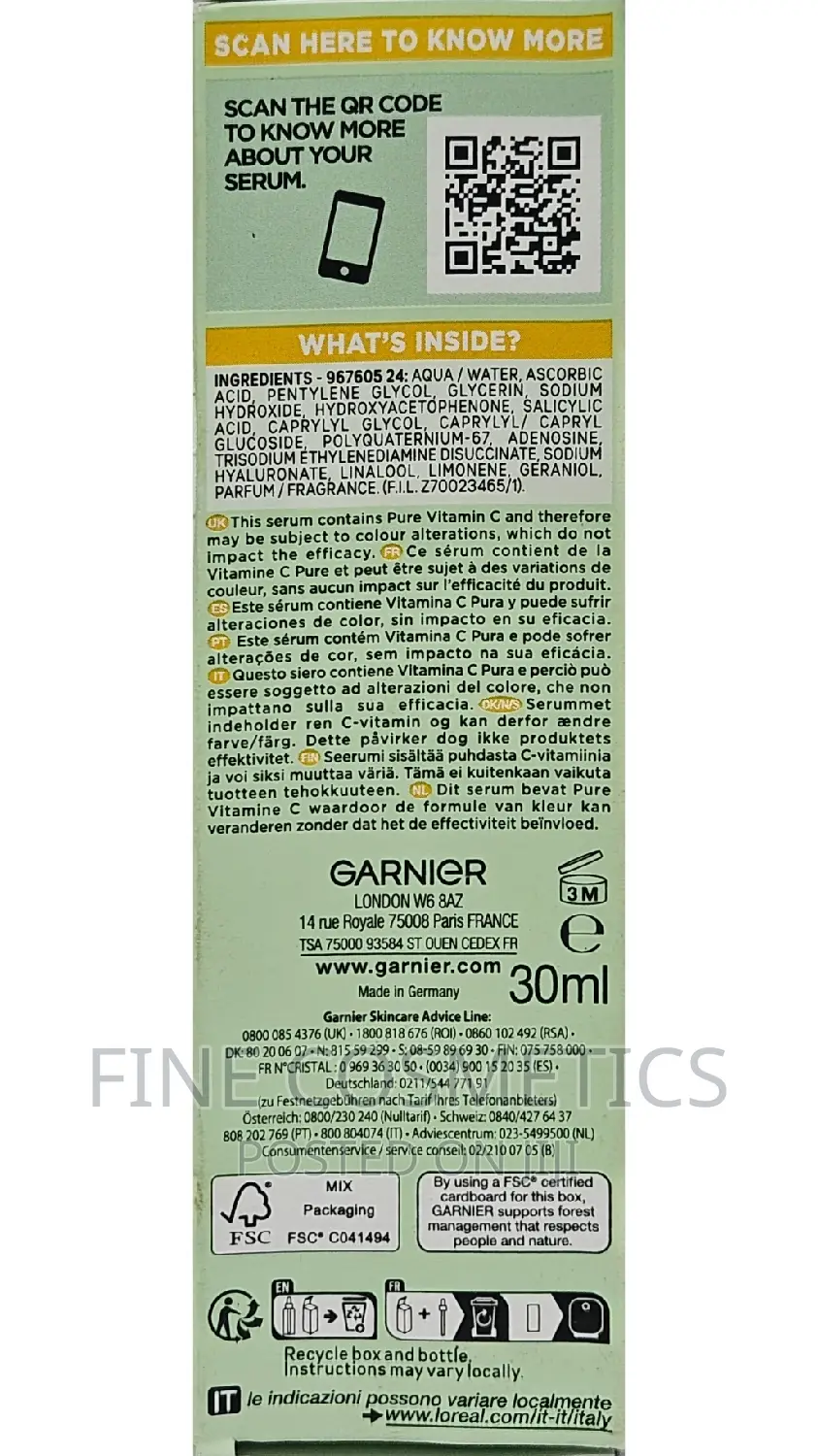 Original Garnier Vitamin C Night Serum for Darkspots + Aging