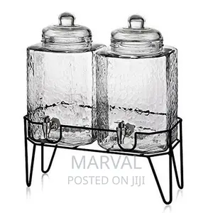 5x2ltrs Twin Hexagon Beverage Dispenser on Metal Stand