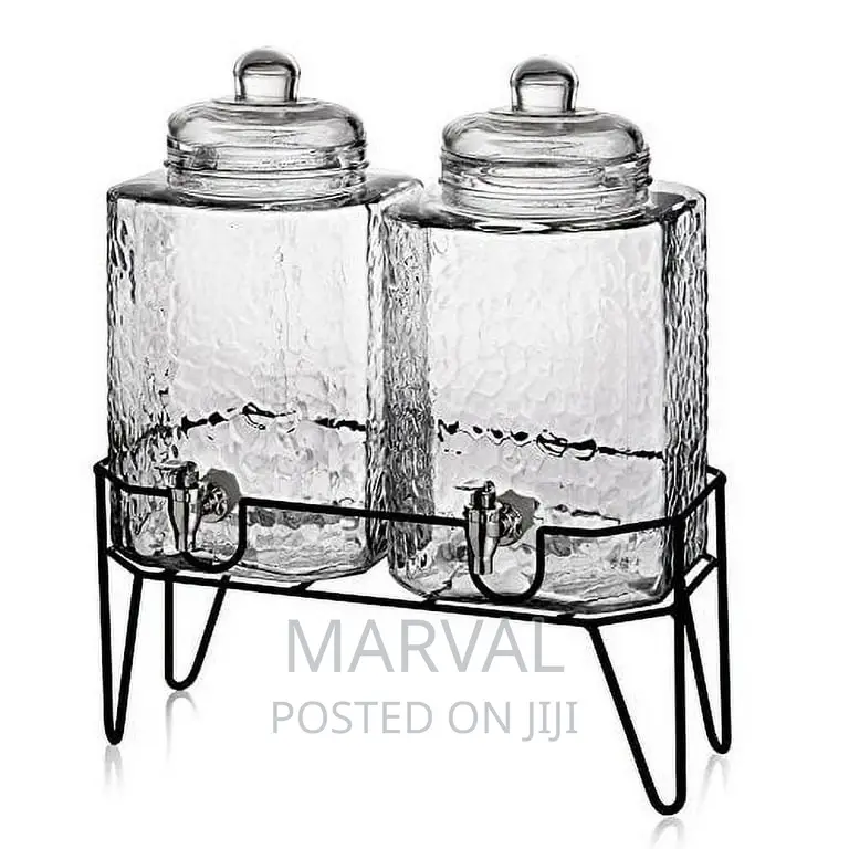 5x2ltrs Twin Hexagon Beverage Dispenser on Metal Stand