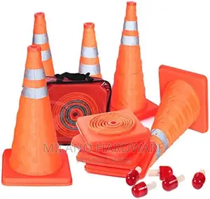 Collapsible Traffic Cones With Nighttime LED Lights