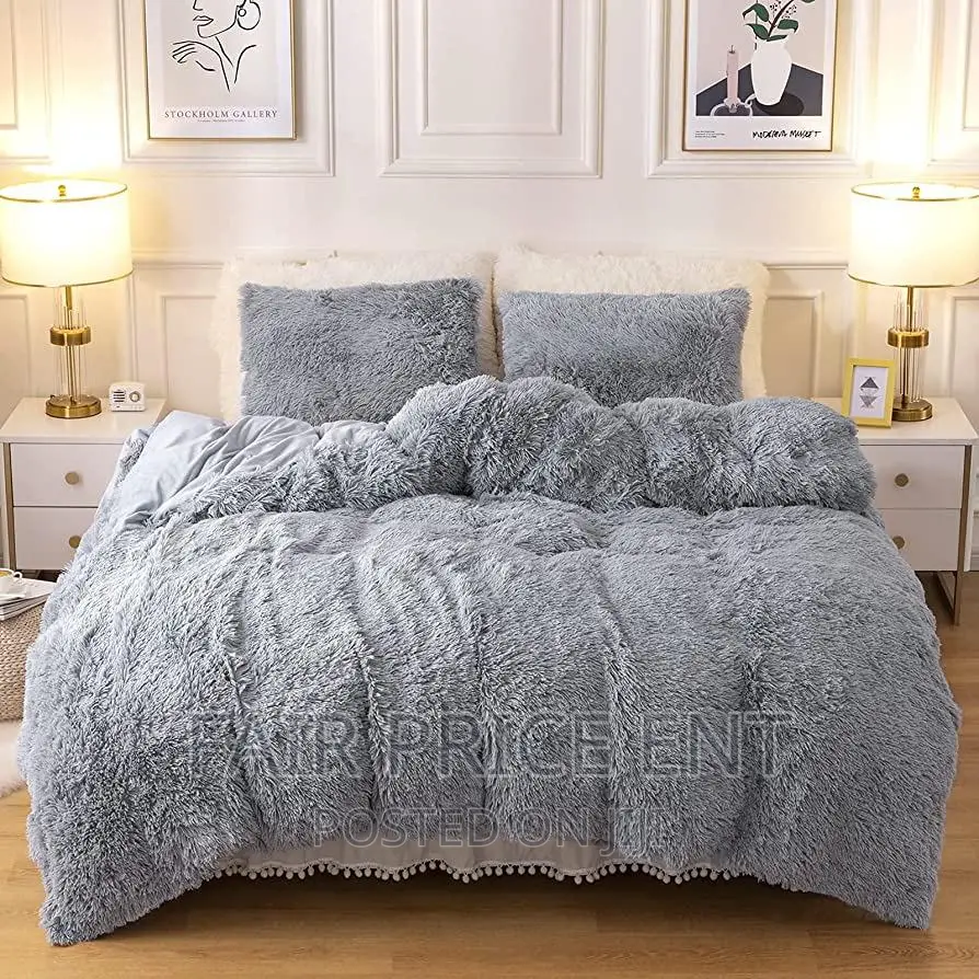 Volvet Duvet Cover Set .6pcs. 6x6 ( Gray)
