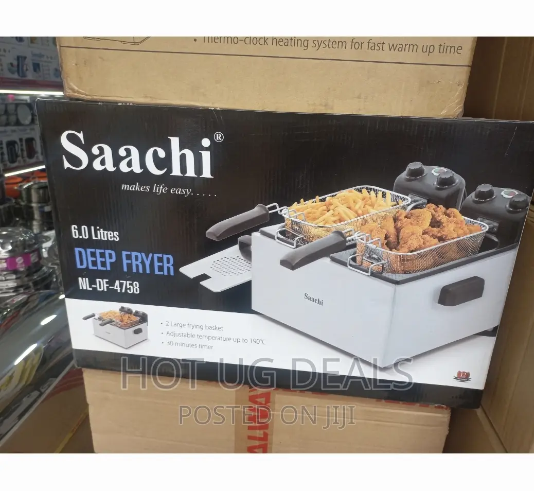 Saachi Stainless Steel Double Deep Fryer 6.0 Litres - Silver