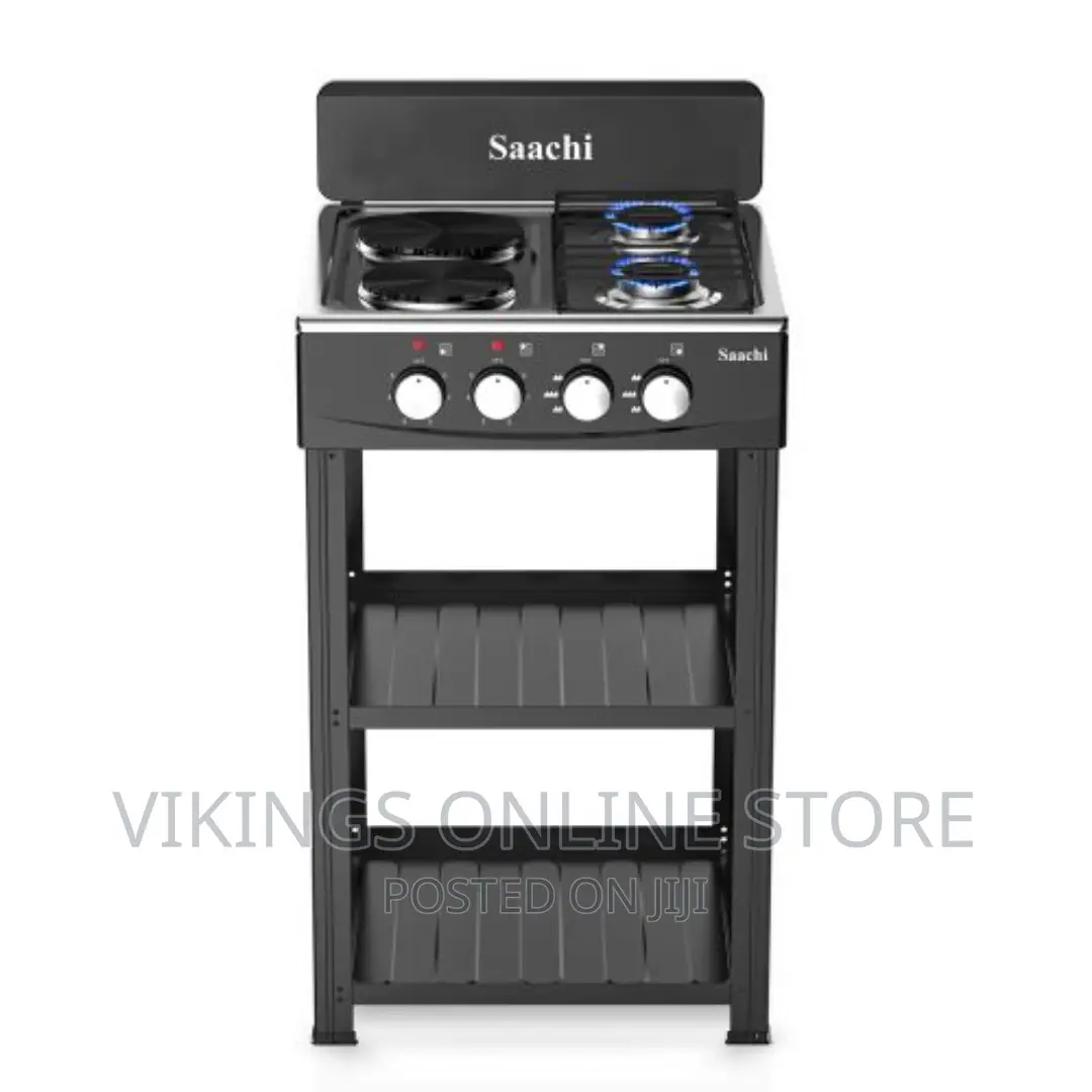 Saachi Gas Burner With 2 Gas Top,2 Hotplates and Shelves