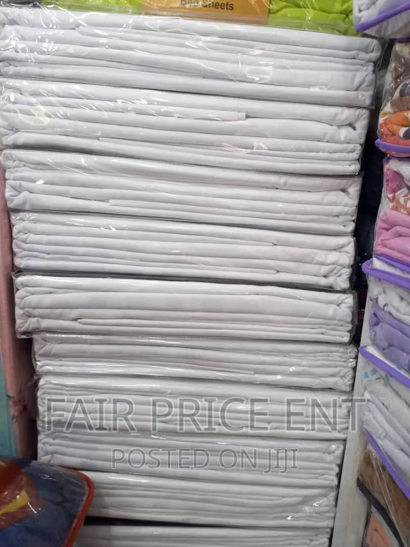 Vip Executive Classy Pure Cotton Bedsheets.6x6 6x5( White)