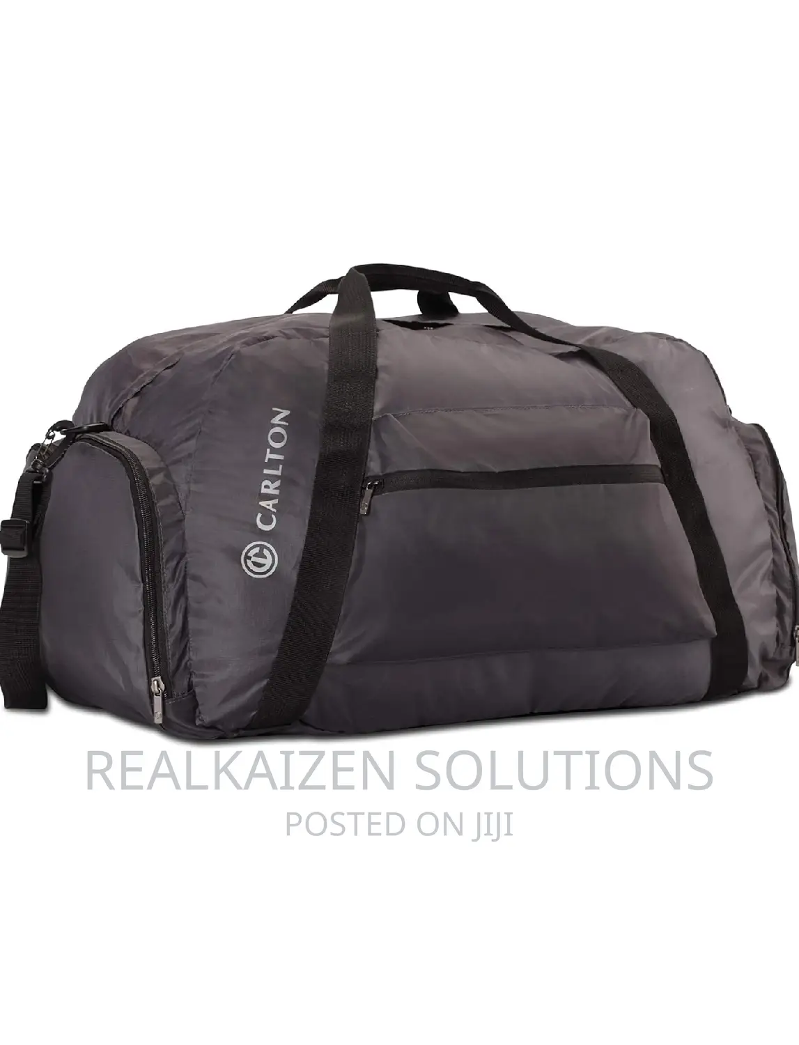 CARLTON Foldable Grey Unisex Zip Closure Travel Duffle Bag