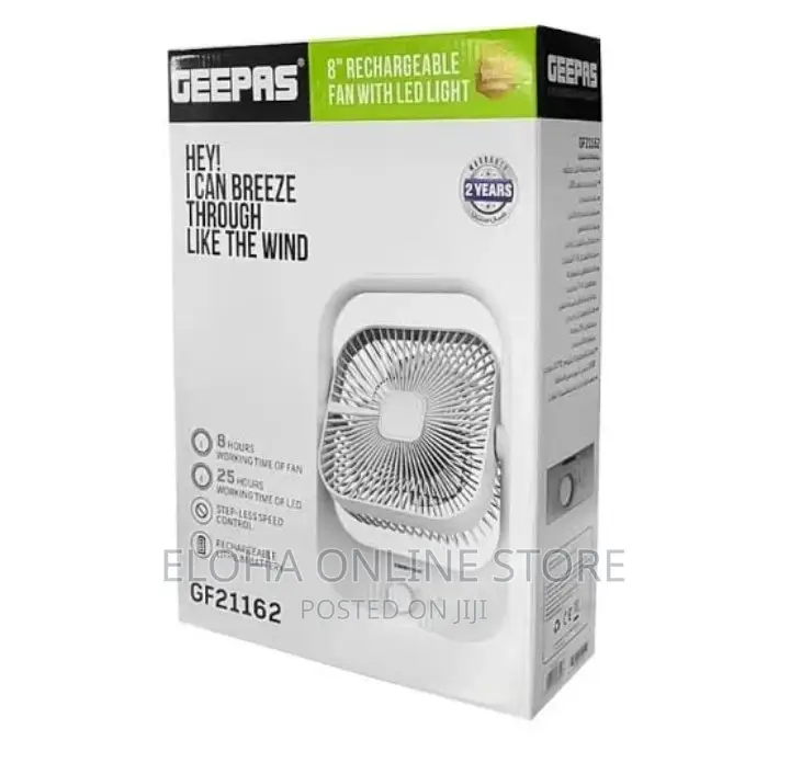 Geepas 8"Rechargeable Fan With LED Light-G721162