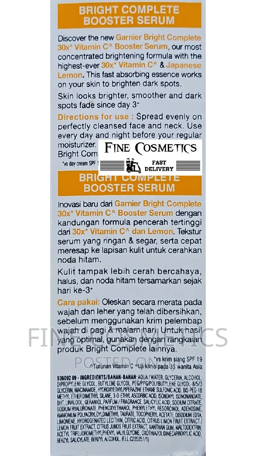 GARNIER Bright Complete Vitamin C 30X Booster Darkspot Serum
