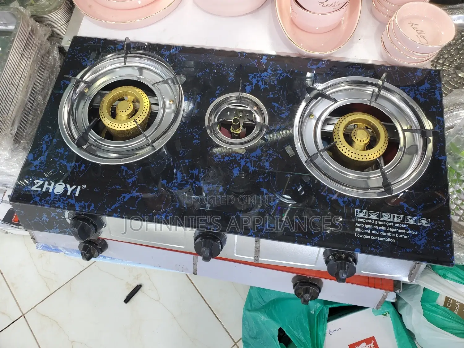 Zhoyi Gas Cooker Tripple Banner Glass Top