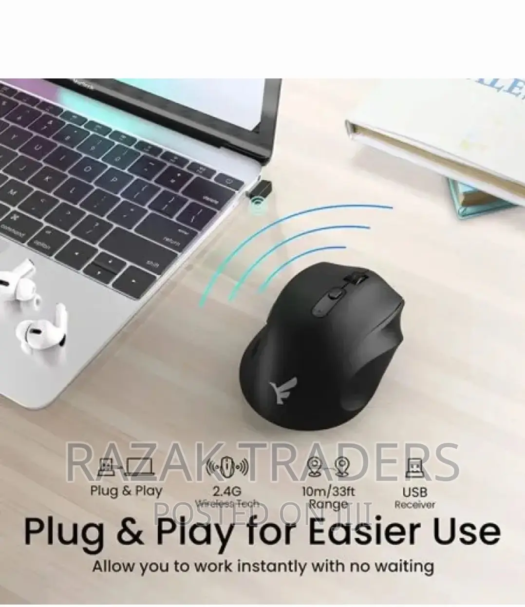 Wireless Portable Office Mouse With 4 Buttons and USB