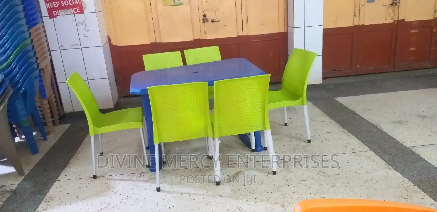 Rectangular Table and Armless Chairs