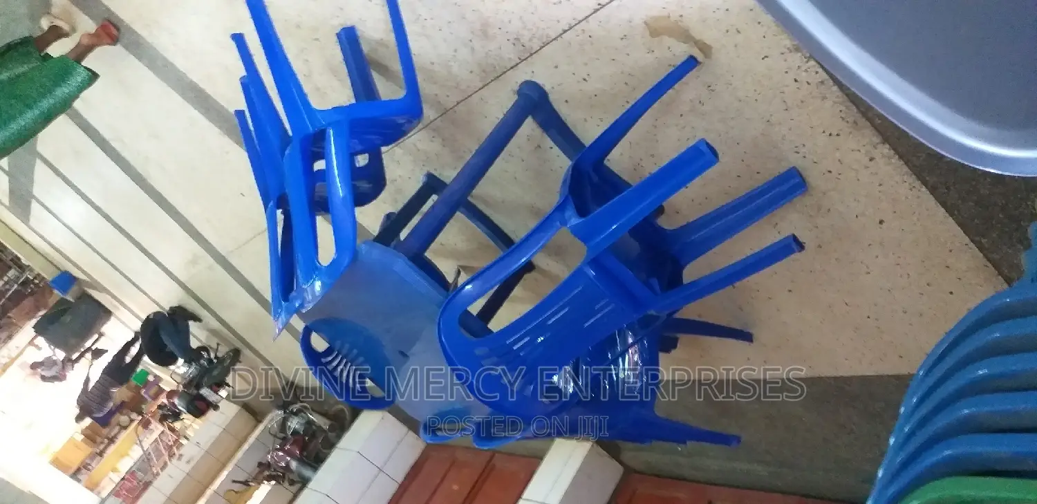 Plastic Armless Chair and Table