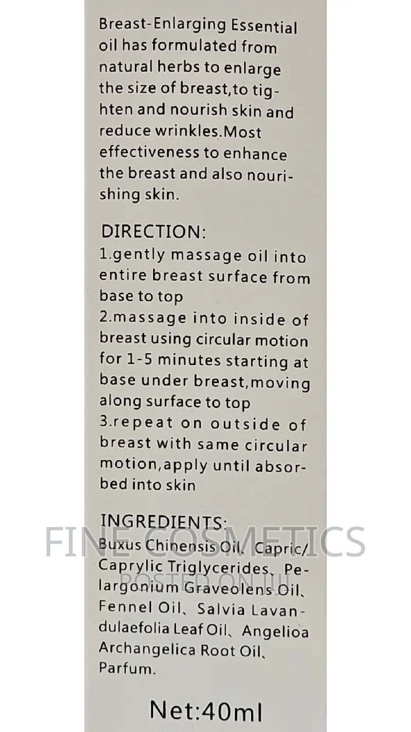 Breast Enlargement Oil 100% Safe Breast Regrowth Massage Oil