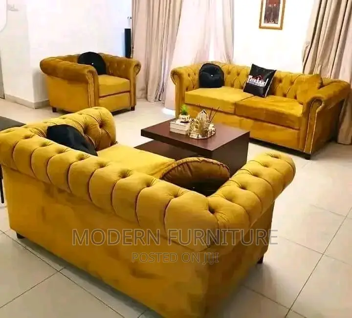 Chesterfield Yellow Sofa Set of 6 Seaters Call
