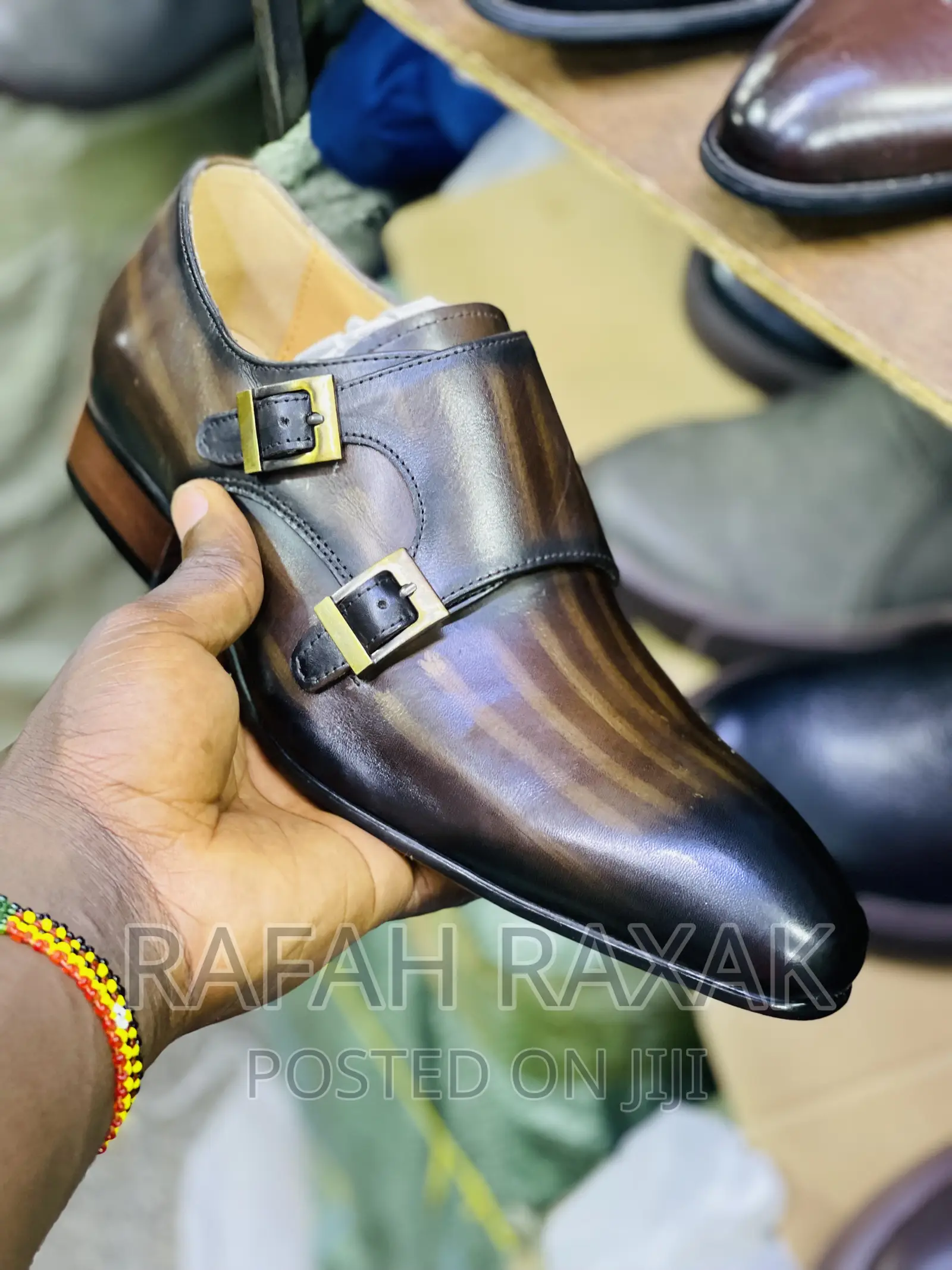 Original Dark Tan Double Brest Mens Italian Gentle Shoes