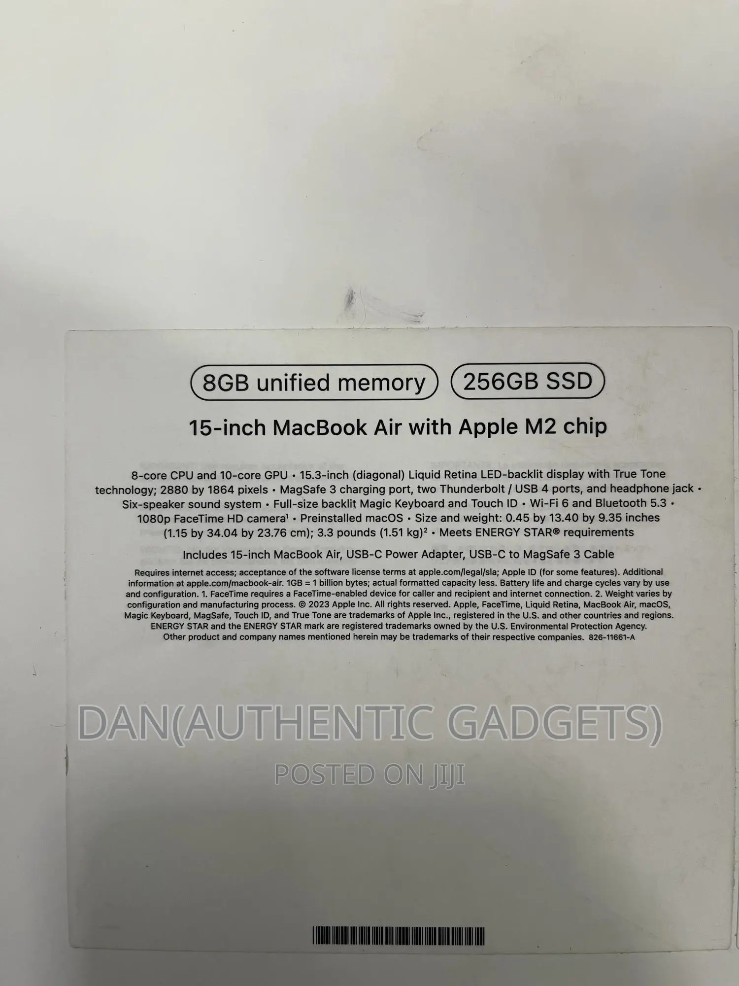 New Laptop Apple MacBook Air 2023 M2 8GB Apple M2 SSD 256GB