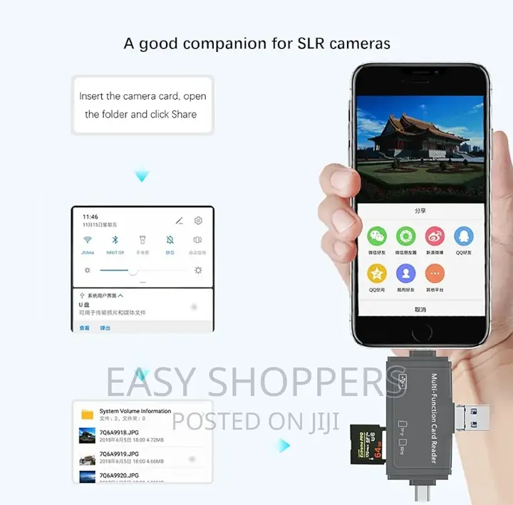 4 In 1 OTG USB iPhone Card Reader Multifunction Adapter
