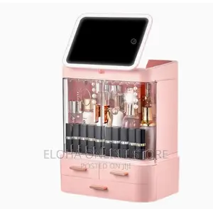 Makeup Storage Organizer With LED Mirror
