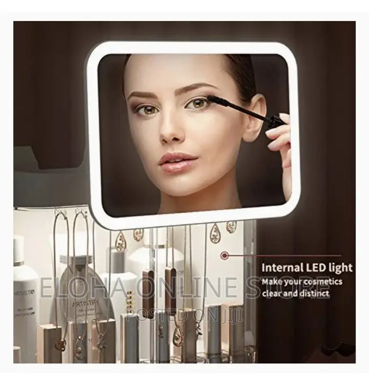 Makeup Storage Organizer With LED Mirror