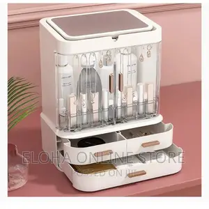 Makeup Storage Organizer With LED Mirror