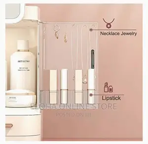 Makeup Storage Organizer With LED Mirror