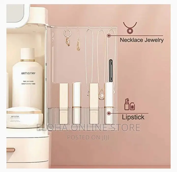 Makeup Storage Organizer With LED Mirror
