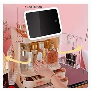 Makeup Storage Organizer With LED Mirror