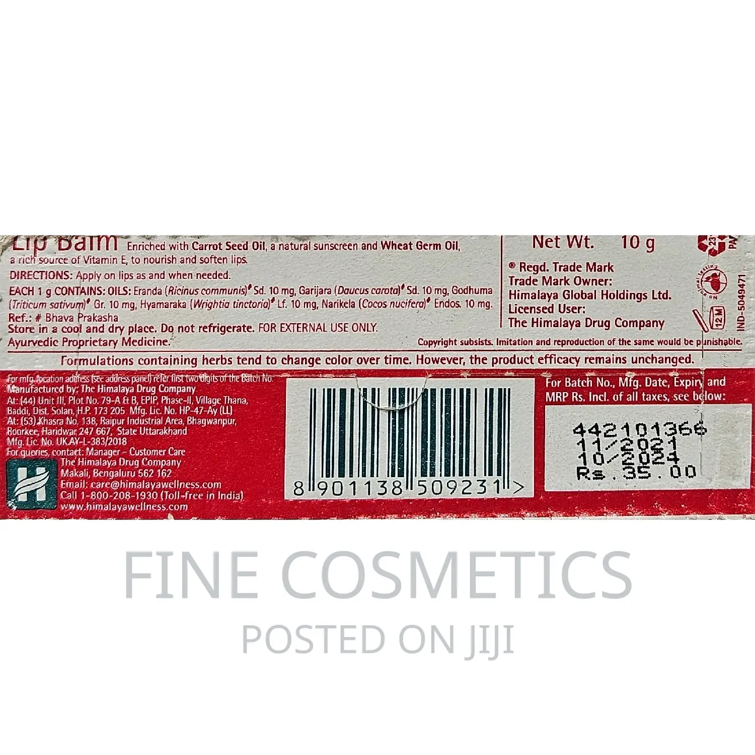 Himalaya Dry Lips Care Lipbalm for Cracked/Chapped Lips.