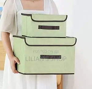2pcs Clothes Storage Basket With Lid