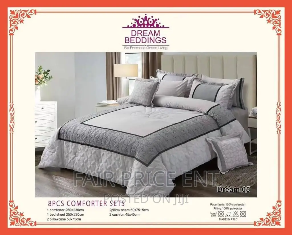 Pure Cotton Duvet Cover Set . 6x6.8pcs.( Gray)