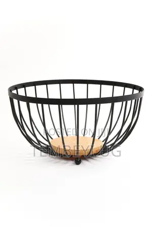 Metallic Andz Oak Fruit Basket, Black
